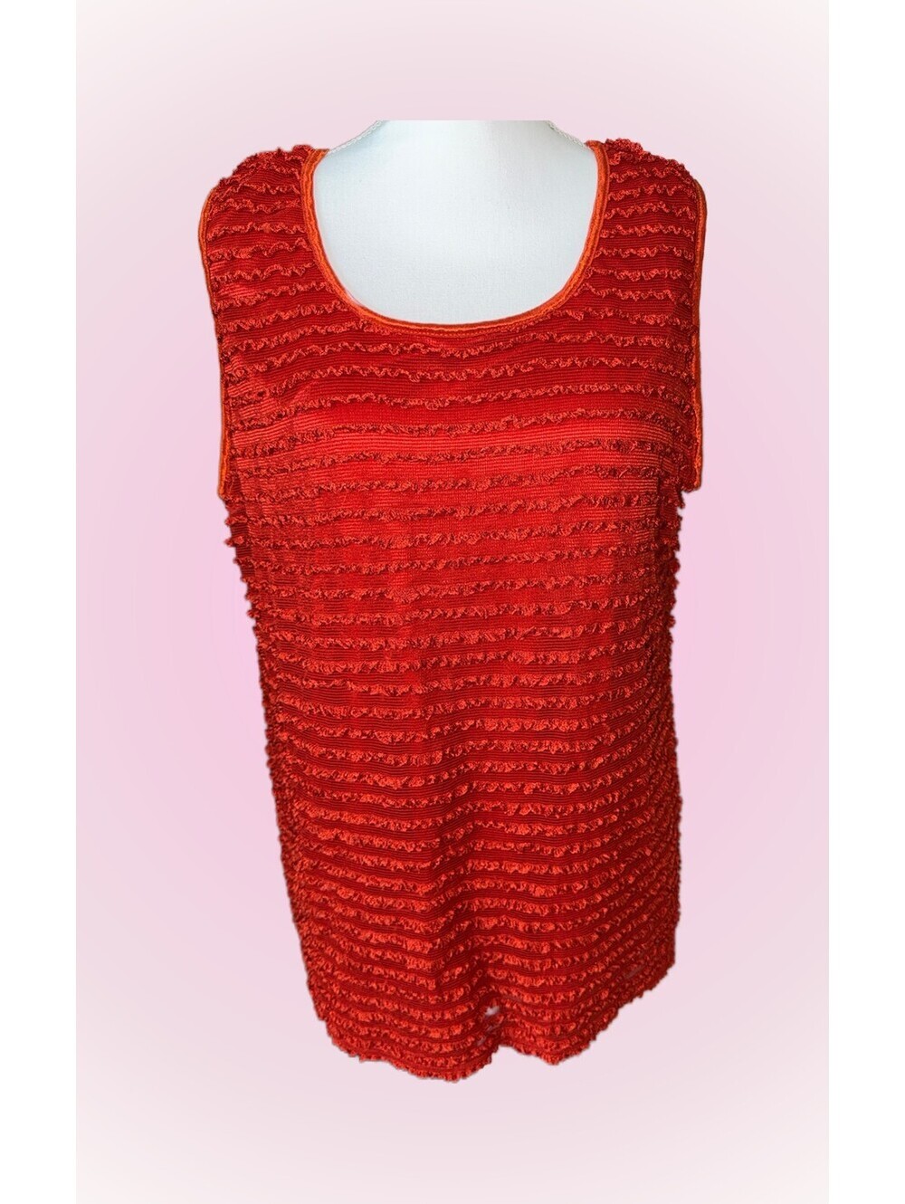 Womens Plus Size 18/20 Burnt Orange Ruffle Sleeveless Top by CATO Woman